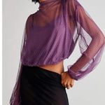 Free People Women Ellie Sheer Mesh Long Sleeve Crop Blouse Top Photo 0