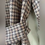 Solitaire NWT  Tan / Gray Houndstooth Faux Suede Trench Coat, Waist Tie; size XL Photo 5