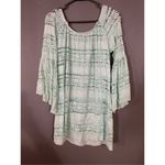 Boutique  Teal Long Bell Sleeve Scoop Neck Lace Tunic Size Small Photo 1