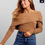 Free People Fold Over Off The Shoulder Ribbed Brown Sweater Tops Size XS Photo 2