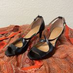 Calvin Klein Black Criss Cross Open Toe Gold Hardware Size 7 Photo 1