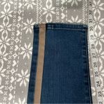 Coldwater Creek  Brown Faux Leather Side Stripe‎ Skinny Denim Blue Jeans Size 14 Photo 9