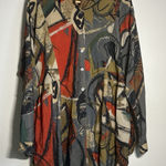 John Mark  Size L Art To Wear Multicolor Abstract Button Down Tunic Blouse Pocket Photo 0