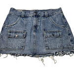 Levi's Women's Premium Mini Icon Outback Skirt Blue Cutoff Denim Cargo Pocket Photo 0