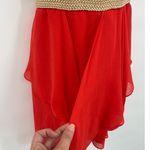 Badgley Mischka  Chiffon Dress 2 Red Flutter Holiday Glam Romantic Banana Pepper Photo 3