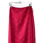EXPRESS  Lux Art-to-Wear Bright Pink 100% Silk Wrap Midi Skirt Women's 5/6 Photo 6