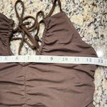 White Fox Boutique  Brown Ruched Halter Mesh Bodycon Mini Dress Women’s Small Photo 6