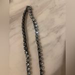 Necklace Faux Diamond Silver Long Super Shiny Party Black Corded Photo 5