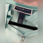 Karen Scott  Size LP Aquamarine 3/4 Sleeve Henley Top Cotton Stretch Silver Photo 10