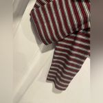 Levi's NWT Levi’s Size M Burgundy Black Cream stripe Slim Fit Mock Neck Long Sleeve Top Photo 2
