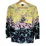 Talbots yellow purple black green colorful button down cardigan women's M Photo 0