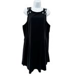 Free People Women's Large Baby Love Trapaze Open Cut Out Back Black Swing Dress Photo 2