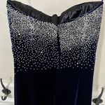 Vintage Precious Formals Black Velvet Rhinestone Gown Strapless Size 2/4 Prom Blue Photo 7