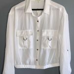 No Comment  White Pullover Button Front Elastic Waist Long Tab Sleeves XL NWT Photo 1