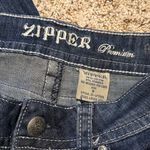 Women’s Zipper Bootcut Jeans Size 9 Rhinestone Embroidered Pockets Stretch Denim Blue Photo 1