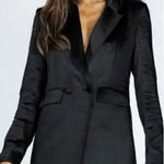 Princess Polly  Suzie Black Crepe Satin Double Breasted Blazer Jacket Dress Sz 0 Photo 0