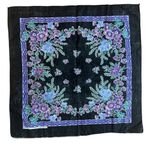 1970s/80s Black and Purple Floral Bandana, RN 14193 100% Cotton USA Selvage Edge Photo 2