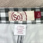 SO  Gingham Check Ankle Pants Gray White Juniors 9 Flat Front Stretch Photo 7