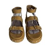Matisse Sandals Womens Size 8 Tan Suede Platform Studded Buckle Ankle Strap Brown Photo 2