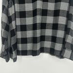 Loft  Plaid Pleated Ruffle Neck Blouse Black White Long Sleeve Size XL Photo 9
