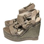 Arena Belenciaga Paris Gray Leather Sandal Woven Design Wedge Sandal EU 40/US 9 Photo 5