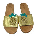 Kate Spade  Ibis Embroidered Pineapple Slide Sandals‎ In Gold Size US 9 Photo 0