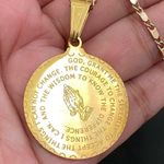 Lord’s Prayer Our Father Praying Hands Medallion Pendant 18” Religious Necklace Photo 5