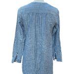 Joie  Women's XS Blue Striped Long Sleeve V-Neck Dress with Buttoned Cuffs Photo 5