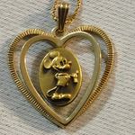 Mickey Mouse Double Heart Pendant Charm Walt Disney Production Vintage Gold Tone Photo 11