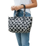 Coach  Signature Mia Op Art Shoulder Tote Handbag Photo 1