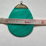 Boutique Vintage Womens Necklace Pendant Abalone Shell Teardrop Shape Turquoise Teal Photo 8