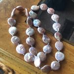 Natural Keshi Coin Pearl Sterling Silver Necklace Photo 2