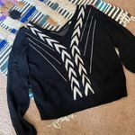 Anthropologie  Addison Story Black White V Neck Chevron Print Sweater Small Photo 8