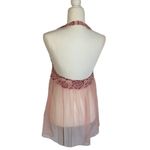 Victoria's Secret  Babydoll Night Dress Women's L Pink Deep V Mesh Floral Lace Photo 4