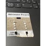 Adrienne 035-009 Vintage Pair New  Picard Earrings 1" Long Rhinestone On‎ Card Photo 2