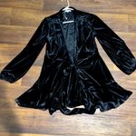 Black Velvet Polyester/ Spandex Kimono Open Front With Rope Style Tie Size L Size L Photo 0