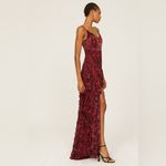 Cinq A Sept Stargazer Lilies Glenda Gown Red Floral Maxi Dress size 12 Photo 1