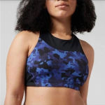 Athleta Freestyle Camo High Neck Bikini Top - Size S - Blue/Black - NWT Photo 0