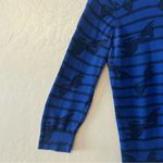 Ann Taylor blue and black striped bow print cardigan sweater size medium Photo 4