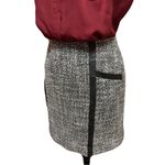 Banana Republic Black & White Tweed Wool Blend Skirt | Faux Leather Trim | Sz 6 Photo 2