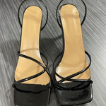 Womens 8.5 M Galvin Heeled Sandal Straps Black Block Heel Square Toe S Photo 0