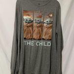Disney Star Wars  Gray Long Sleeve Baby Yoda Tee Women XXL The Child Casual Shirt Photo 0