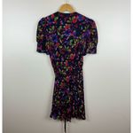Saloni Womens Lea‎ Floral Wrap Mini Dress Multicolor Sz 2 | Feminine Colorful Black Photo 7