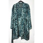 iCollection Blue Cheetah Leopard Silky Kimono Wrap Robe Plus Size 3X Green Photo 8