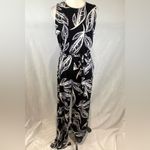 DKNY  black white and purple print wide leg belted jumpsuit size 12 Photo 3