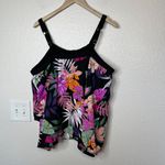 Swim Solutions Women's Floral Multicolor Underwire Tankini swimsuit Top Size 24W Black Photo 5