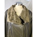 Wille Germany Metallic Olive Cocoon Coat Faux Fur Collar Oversized 16 XL Green Photo 1