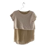 ZARA sheer underlay cream short sleeve top size L Photo 1