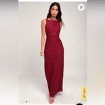 Lulus NWT Lace Brilliant Babe Wine Red Lace Maxi Dress Gown Size S Photo 2