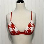 Solid & Striped The Morgan Scoop Neck Bikini Top In Lipstick Red Gingham Large Red Photo 1